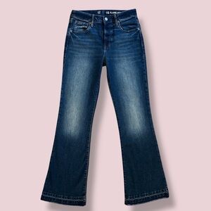 GAP Kids 70s High Rise Flare Jeans Dark Blue Girls Size 16 Adjustable Waist